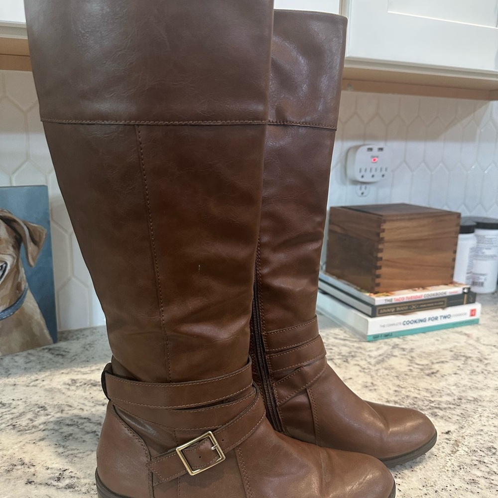 Brown Leather Knee-High Boots
